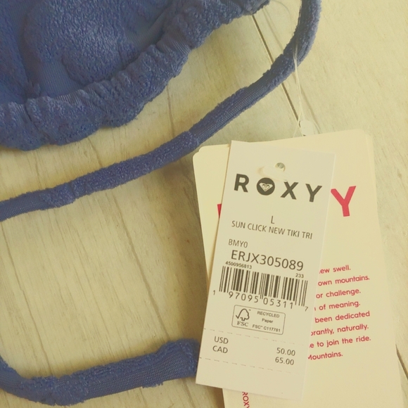 ROXY NEW Sun Click Terry Stretch Tiki Triangle Top - Picture 6 of 15